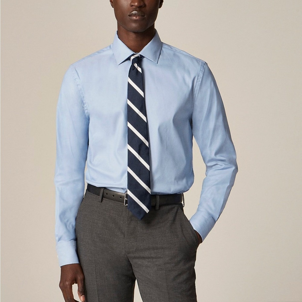 J. CREW Slim Bowery Performance Stretch Dress Shirt in Lake Blue Twill BX291